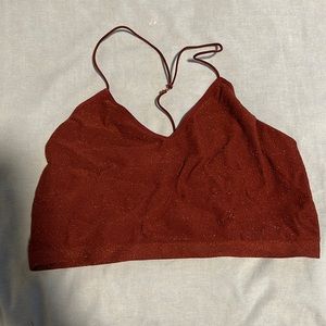 Redish brown glittery crop top